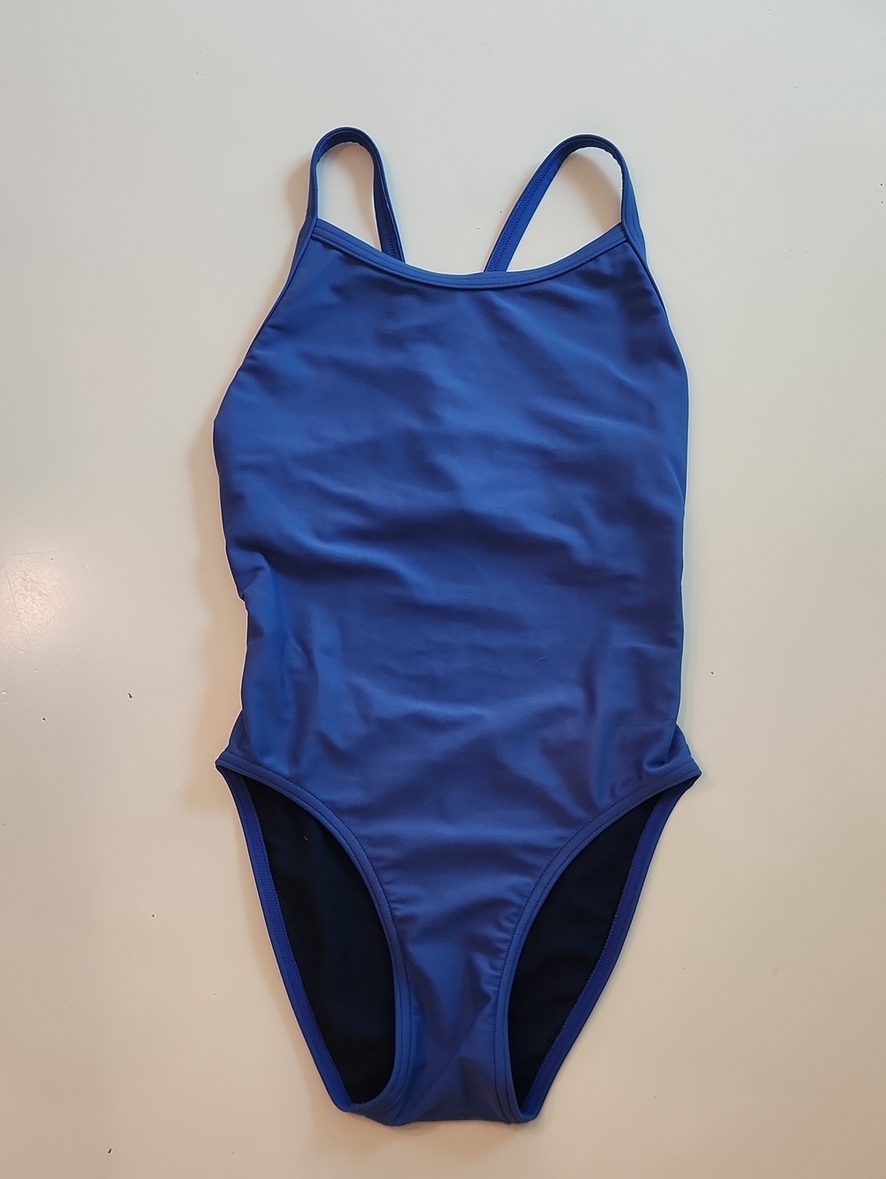 Sporti Piped Thin Strap One Piece Swimsuit Blue Size 26